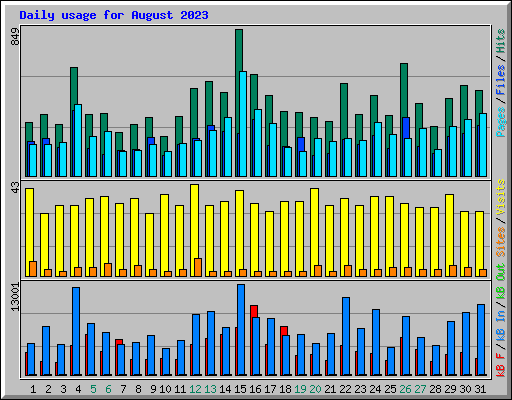 Daily usage for August 2023